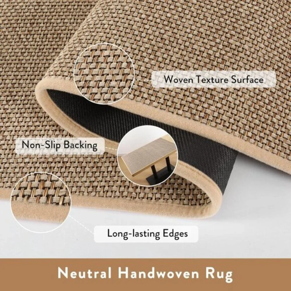New 2x3 Beige Farmhouse Entryway Rug, Washable, Non-Slip Indoor Door Mat
